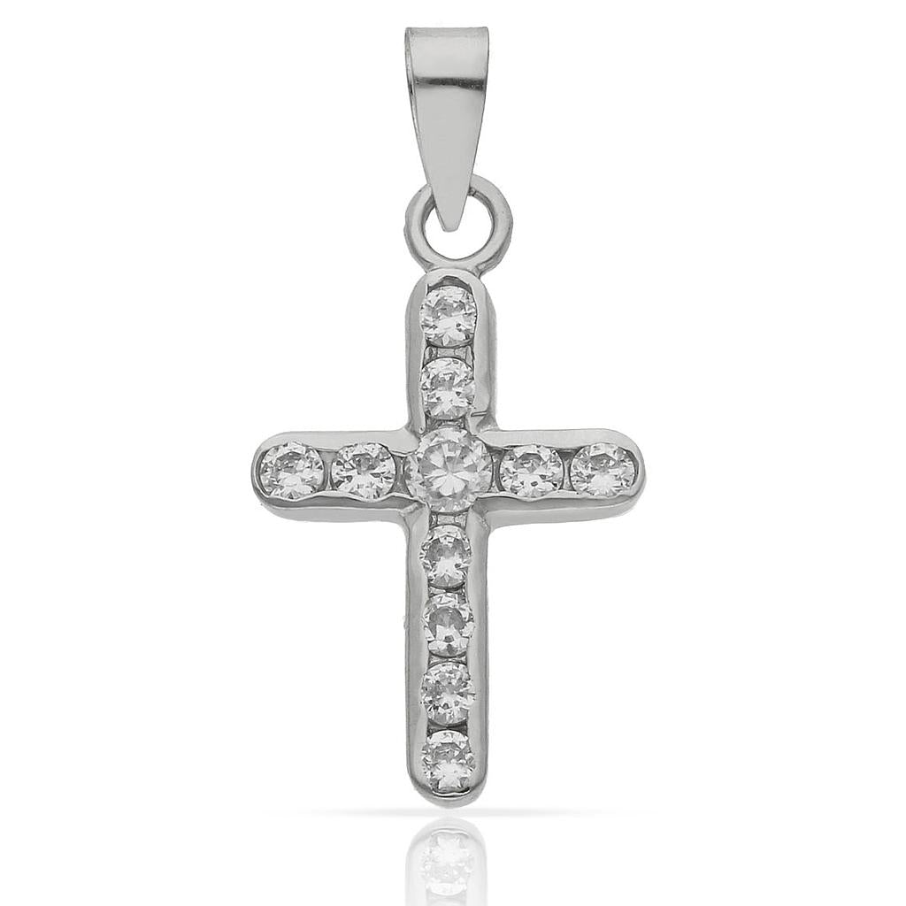 CRUZ DE ORO BLANCO CON CIRCONITAS
