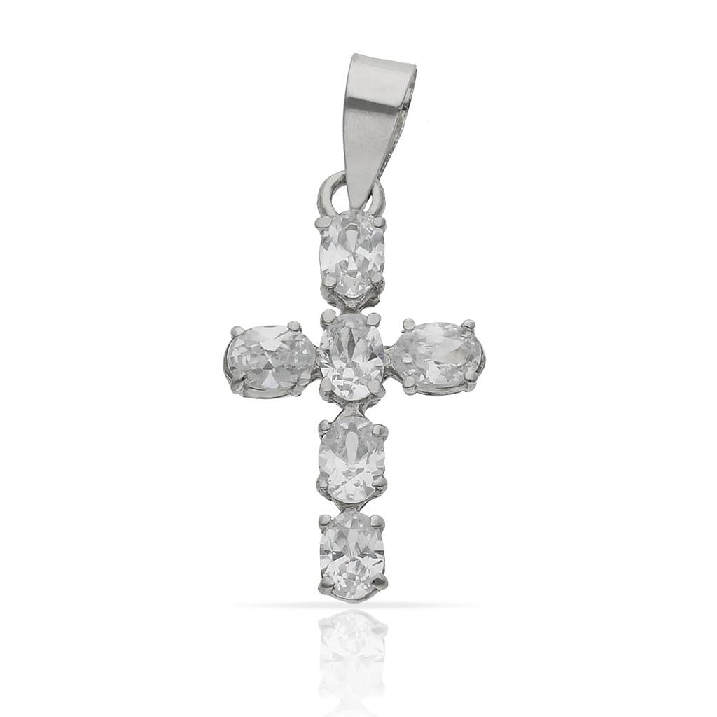 CRUZ DE ORO BLANCO CON CIRCONITAS