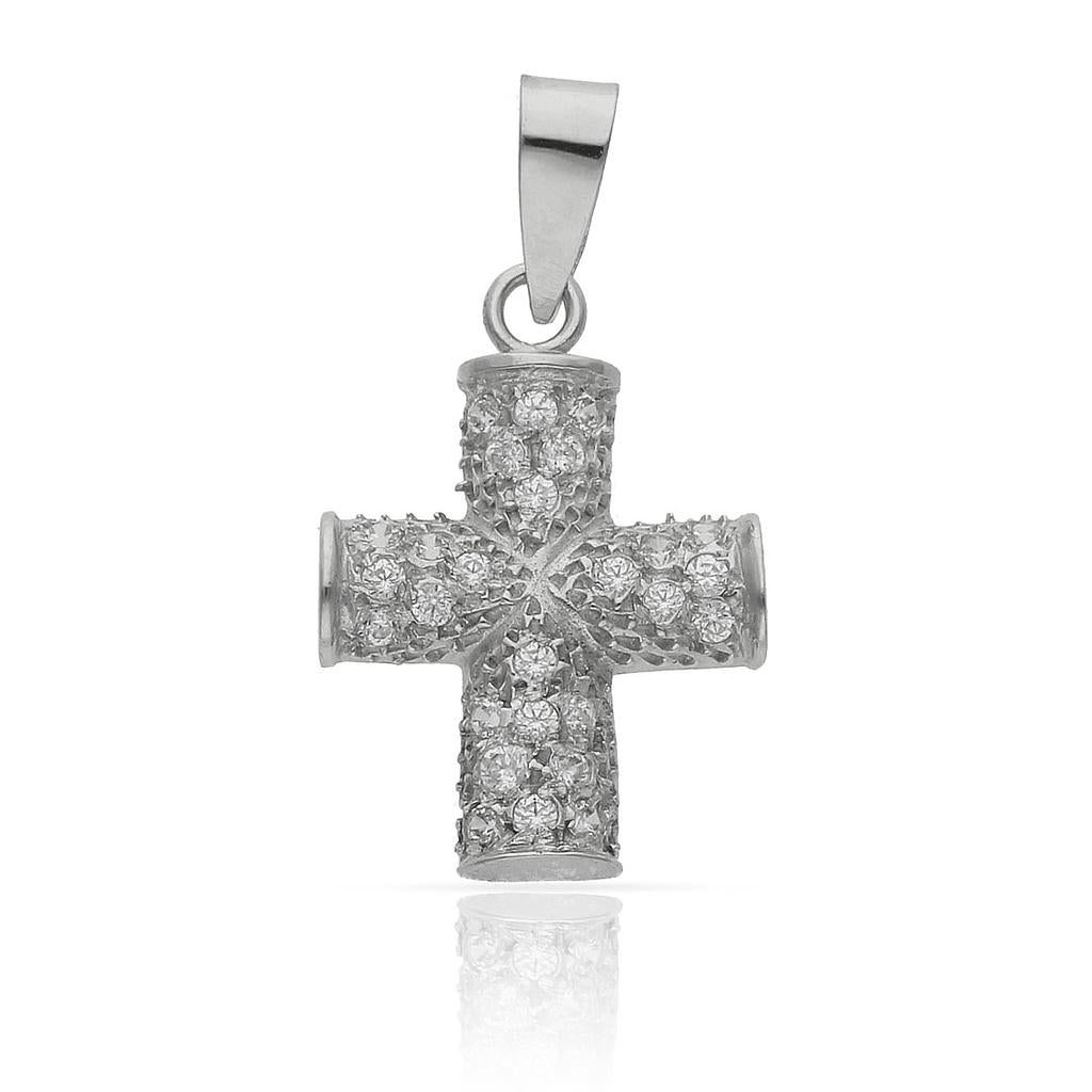 CRUZ DE ORO BLANCO CON CIRCONITAS