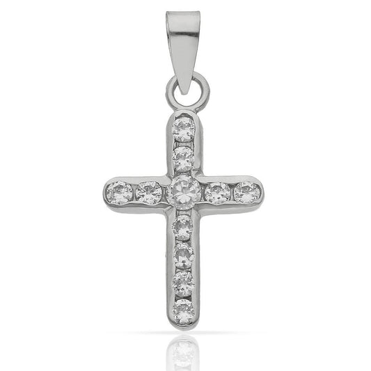 CRUZ DE ORO BLANCO CON CIRCONITAS