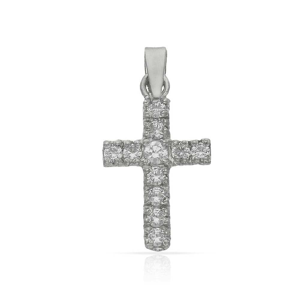 CRUZ DE ORO BLANCO CON CIRCONITAS