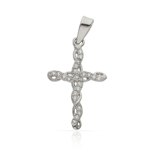 CRUZ DE ORO BLANCO CON CIRCONITAS