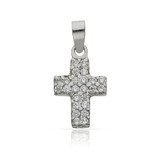 CRUZ DE ORO BLANCO CON CIRCONITAS