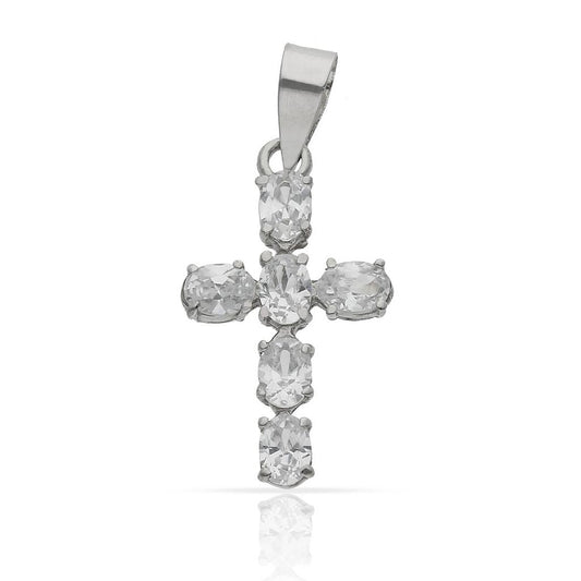 CRUZ DE ORO BLANCO CON CIRCONITAS