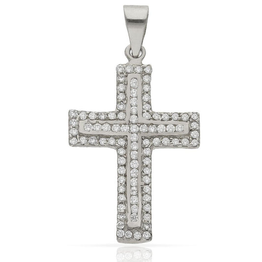 CRUZ DE ORO BLANCO CON CIRCONITAS