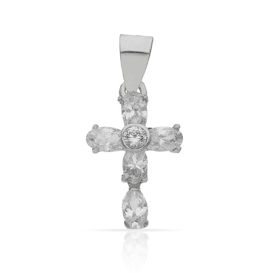 CRUZ DE ORO BLANCO CON CIRCONITAS