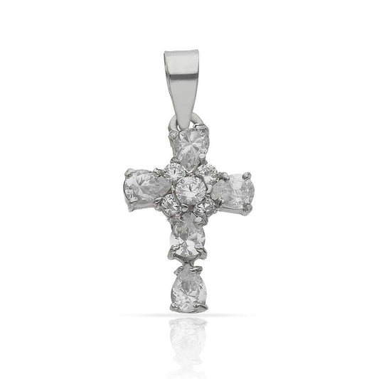 CRUZ DE ORO BLANCO CON CIRCONITAS