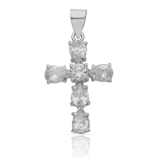 CRUZ DE ORO BLANCO CON CIRCONITAS