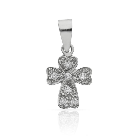 CRUZ DE ORO BLANCO CON CIRCONITAS