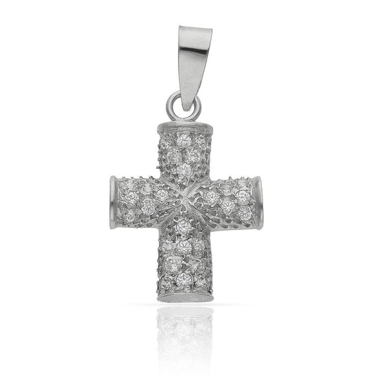 CRUZ DE ORO BLANCO CON CIRCONITAS