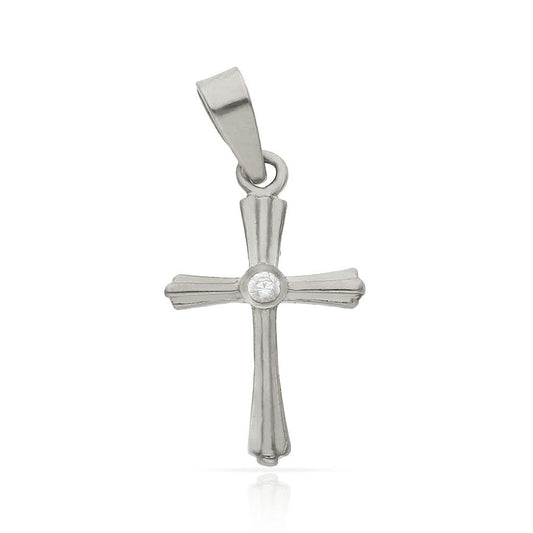 CRUZ DE ORO BLANCO CON UNA CIRCONITA